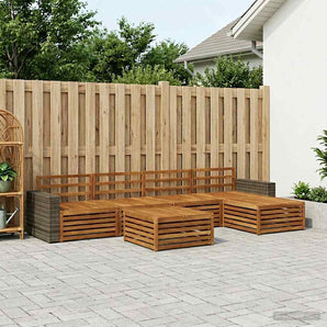 Set de canapele de exterior 6 buc. natural Lemn Solid de Acacia