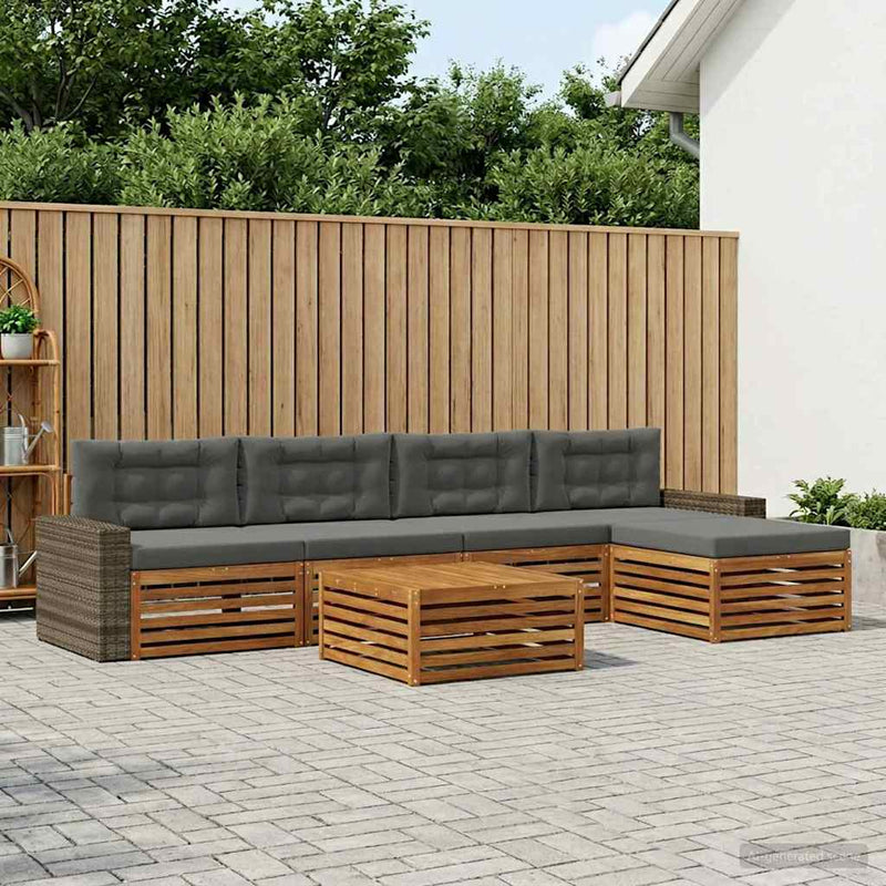 Set de canapele de exterior 6 buc. Natural și Antracit