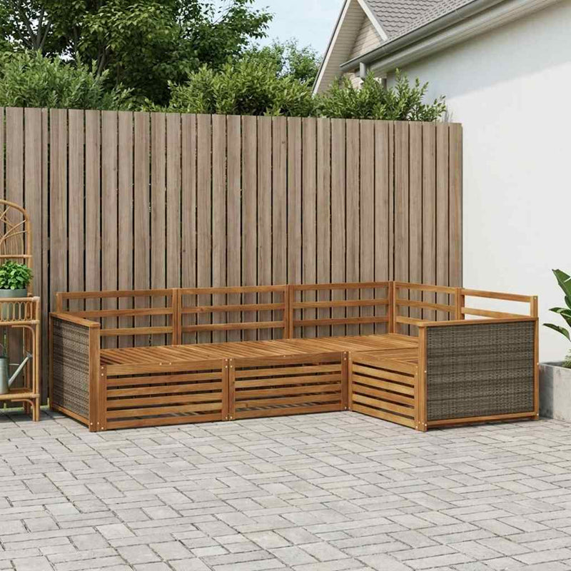 Set de canapele de exterior 4 buc. natural Lemn Solid de Acacia