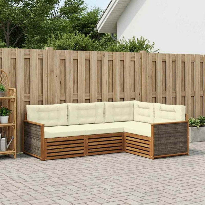 Set de canapele de exterior 4 buc. Natural și Crem