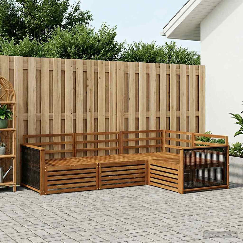 Set de canapele de exterior 4 buc. natural Lemn Solid de Acacia