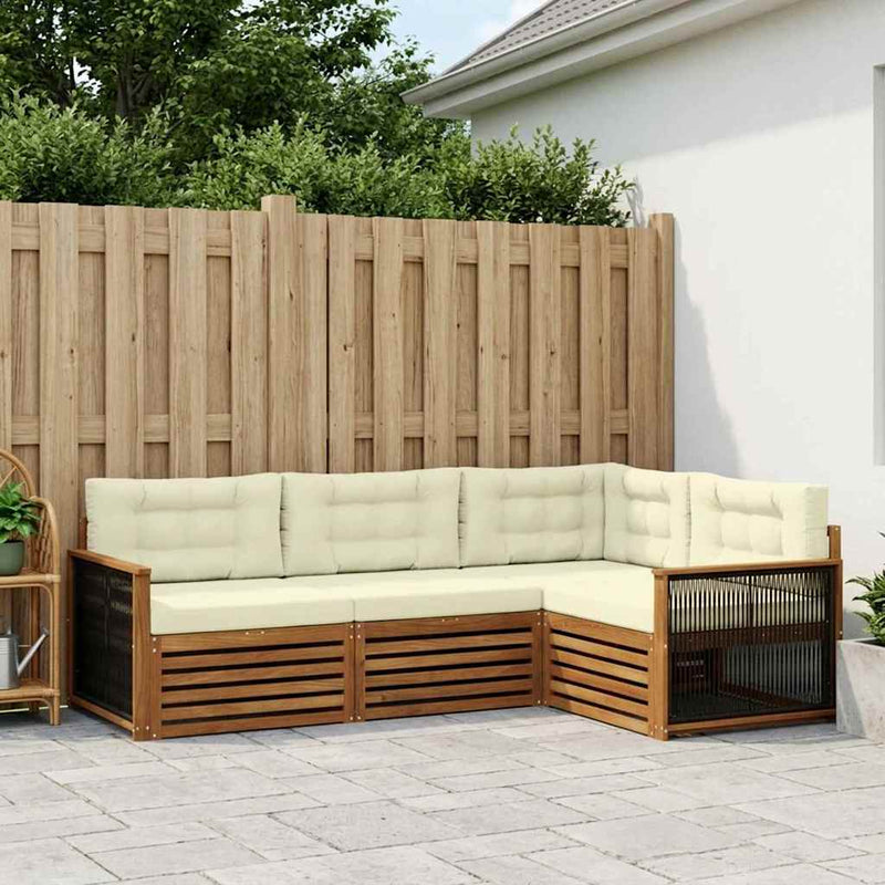 Set de canapele de exterior 4 buc. Natural și Crem