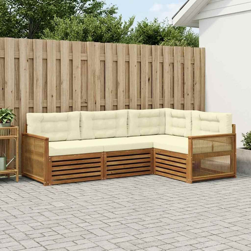 Set de canapele de exterior 4 buc. Natural și Crem