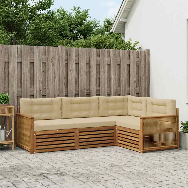 Set de canapele de exterior 4 buc. Natural și Bej