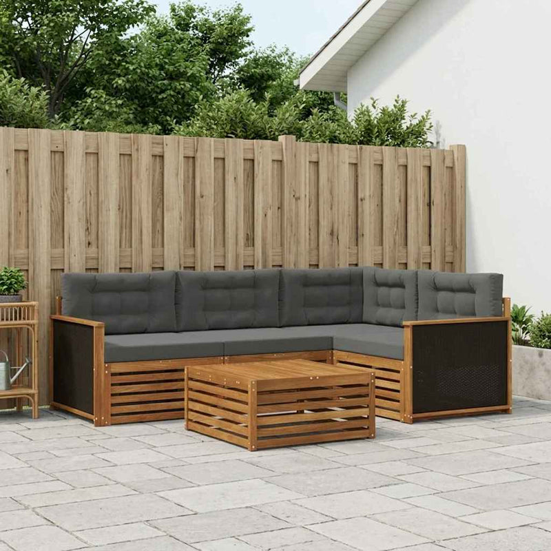 Set de canapele de exterior 5 buc. Natural și Antracit