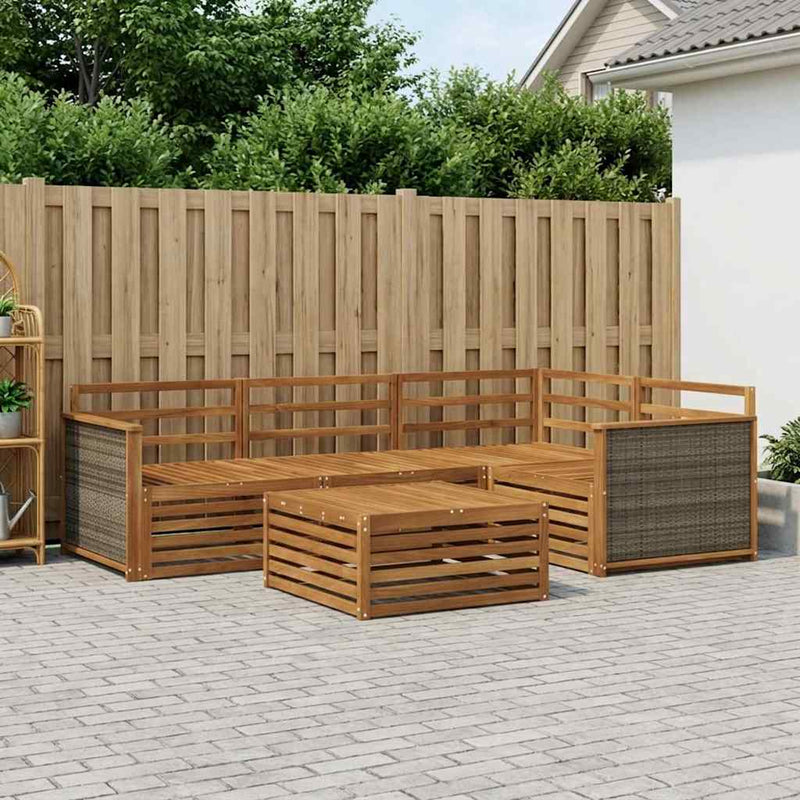 Set de canapele de exterior 5 buc. natural Lemn Solid de Acacia