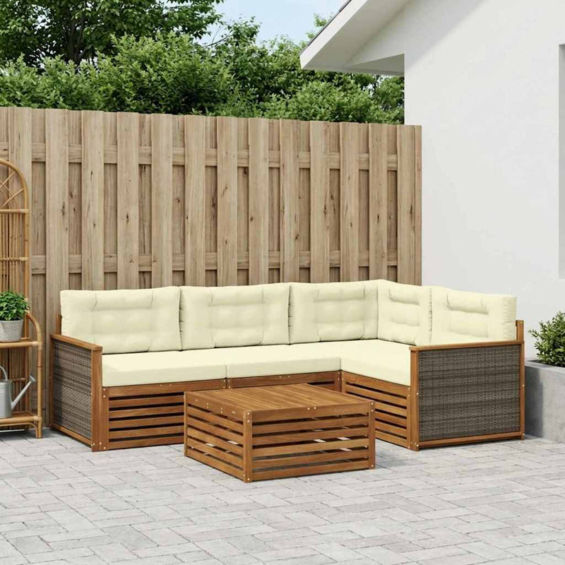 Set de canapele de exterior 5 buc. Natural și Crem