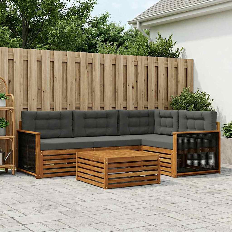Set de canapele de exterior 5 buc. Natural și Antracit