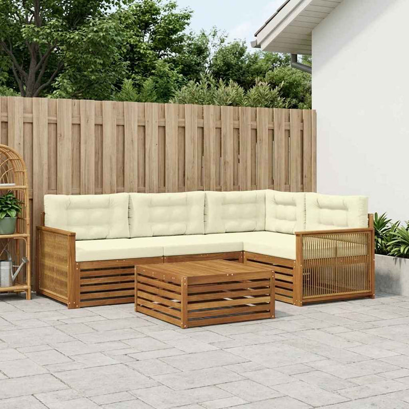 Set de canapele de exterior 5 buc. Natural și Crem