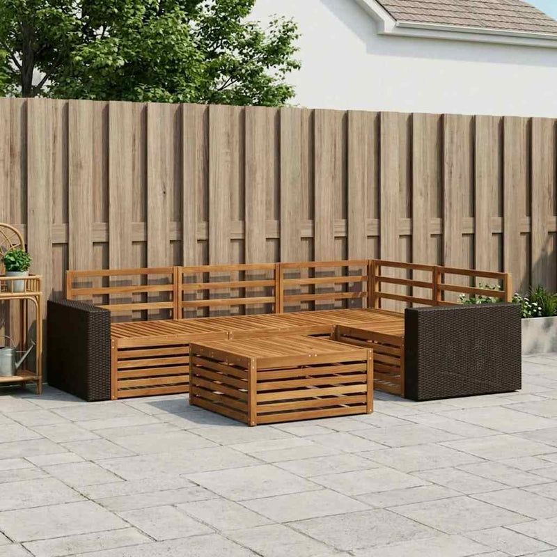 Set de canapele de exterior 5 buc. natural Lemn Solid de Acacia