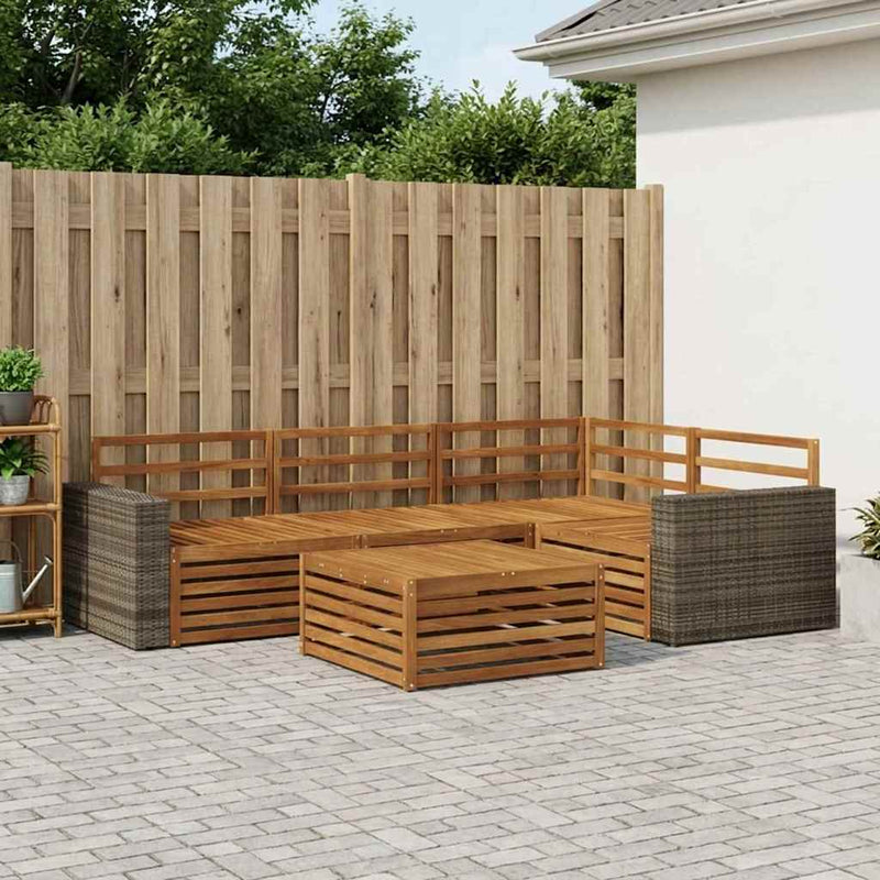 Set de canapele de exterior 5 buc. natural Lemn Solid de Acacia