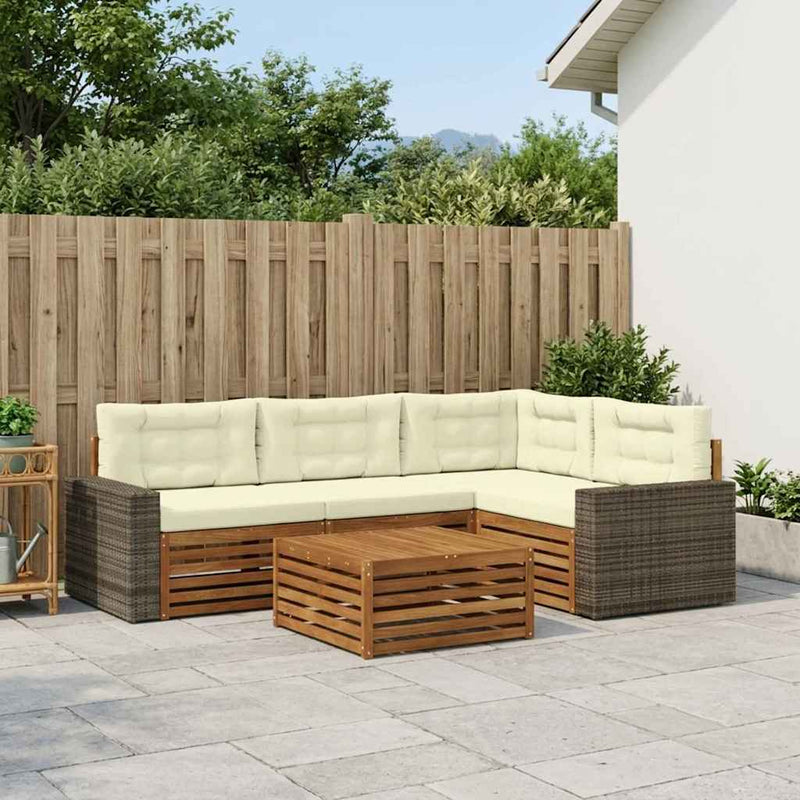 Set de canapele de exterior 5 buc. Natural și Crem Poliester