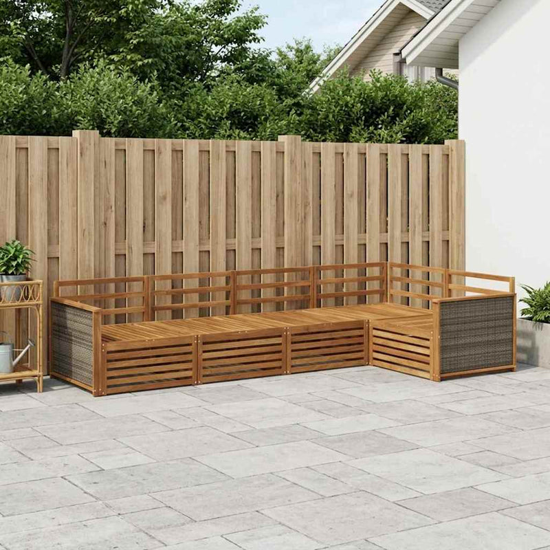 Set de canapele de exterior 5 buc. natural Lemn Solid de Acacia