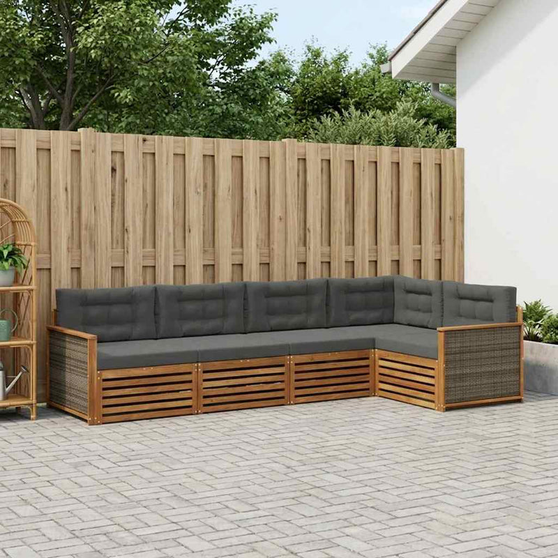 Set de canapele de exterior 5 buc. Natural și Antracit