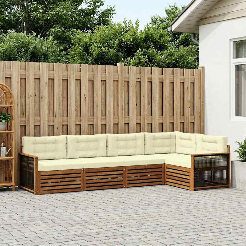 Set de canapele de exterior 5 buc. Natural și Crem
