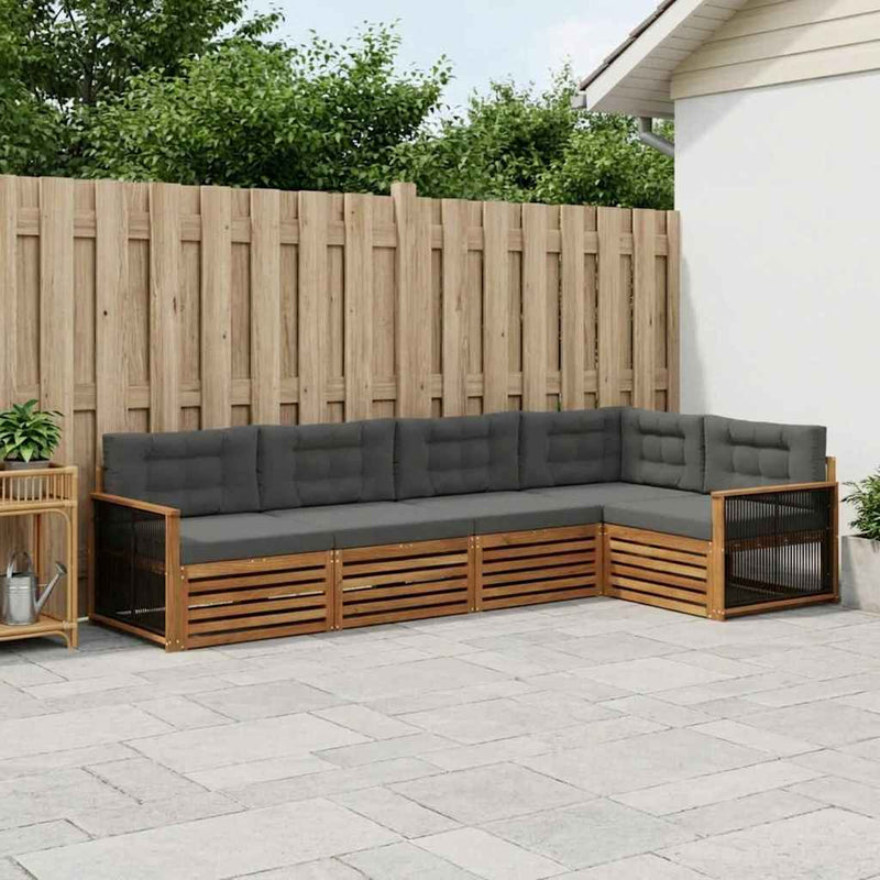 Set de canapele de exterior 5 buc. Natural și Antracit