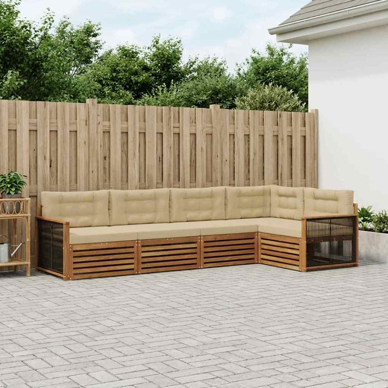 Set de canapele de exterior 5 buc. Natural și Bej