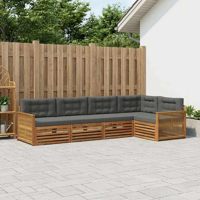 Set de canapele de exterior 5 buc. Natural și Antracit