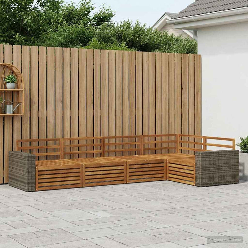 Set de canapele de exterior 5 buc. natural Lemn Solid de Acacia