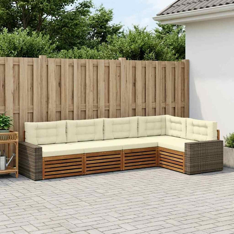 Set de canapele de exterior 5 buc. Natural și Crem Poliester