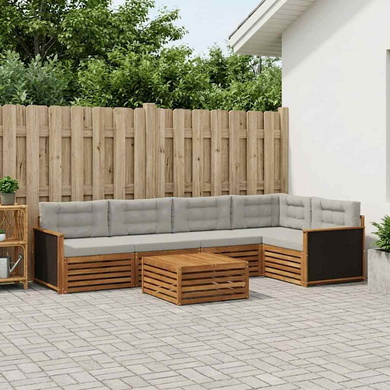 Set de canapele de exterior 6 buc. Natural și gri deschis