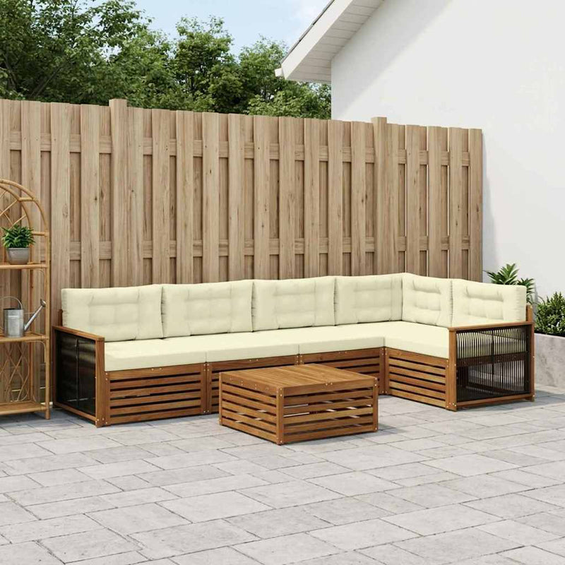 Set de canapele de exterior 6 buc. Natural și Crem