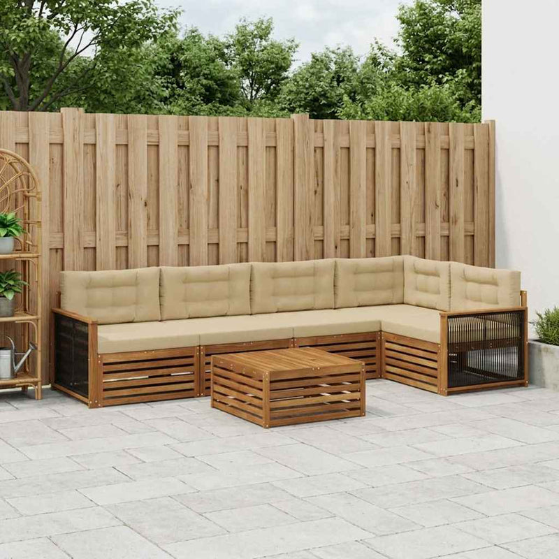 Set de canapele de exterior 6 buc. Natural și Bej