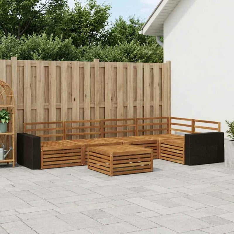 Set de canapele de exterior 6 buc. natural Lemn Solid de Acacia