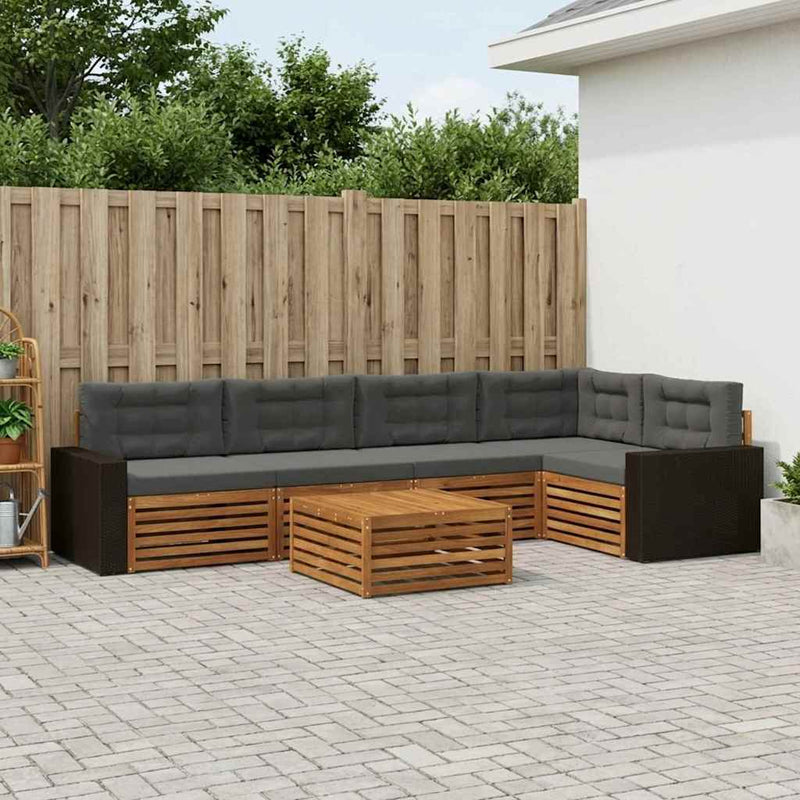 Set de canapele de exterior 6 buc. Natural și Antracit