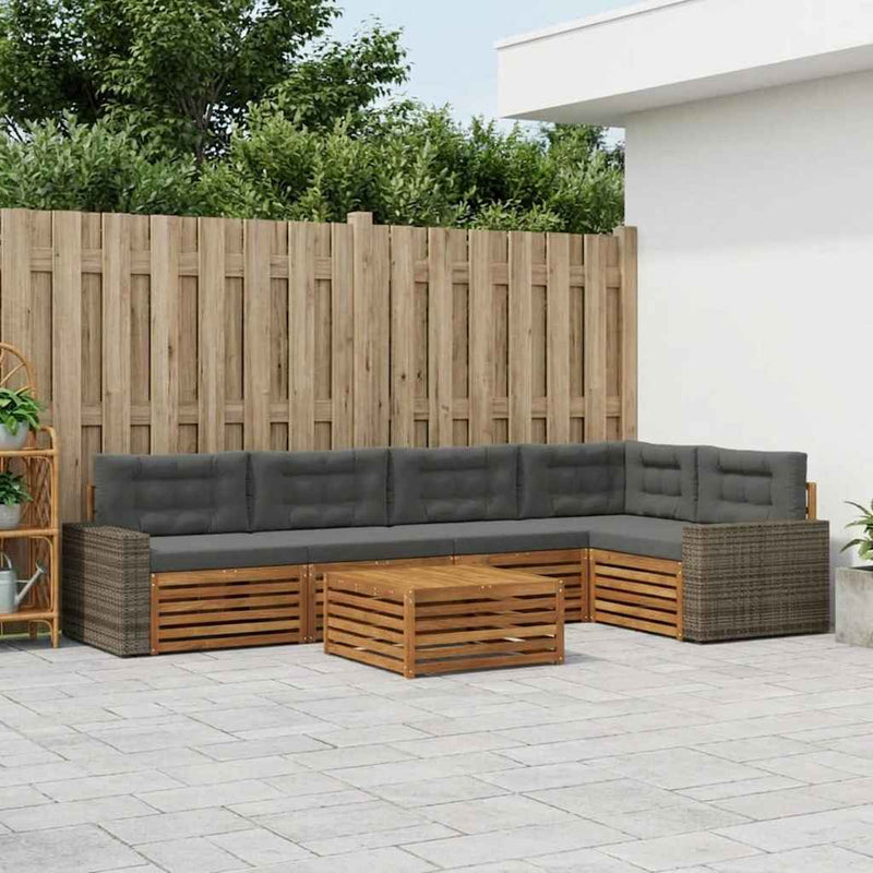 Set de canapele de exterior 6 buc. Natural și Antracit