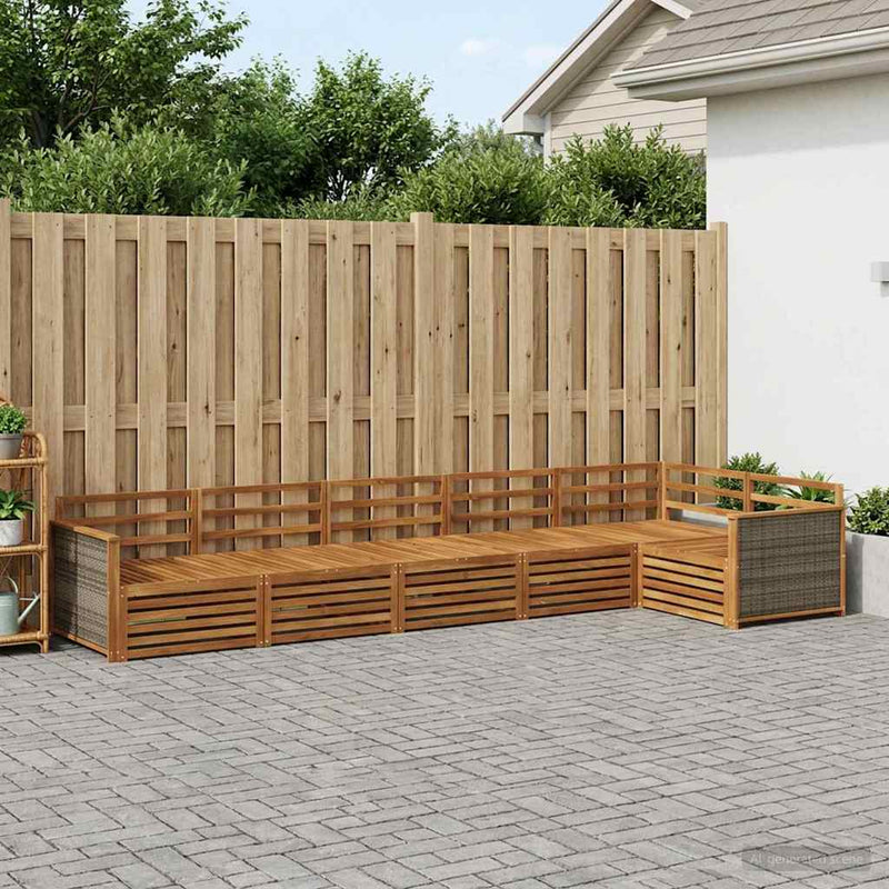 Set de canapele de exterior 6 buc. natural Lemn Solid de Acacia
