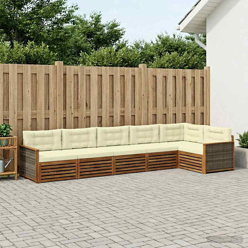Set de canapele de exterior 6 buc. Natural și Crem