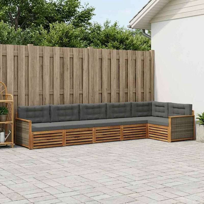 Set de canapele de exterior 6 buc. Natural și Antracit