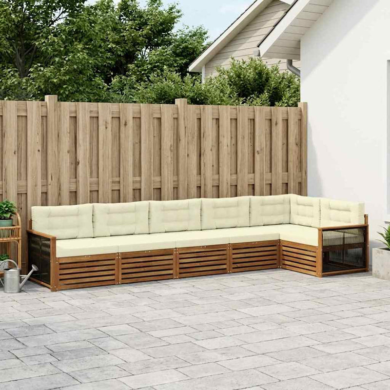Set de canapele de exterior 6 buc. Natural și Crem