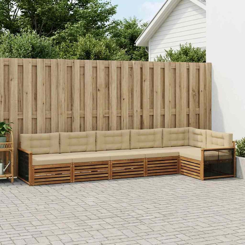 Set de canapele de exterior 6 buc. Natural și Bej