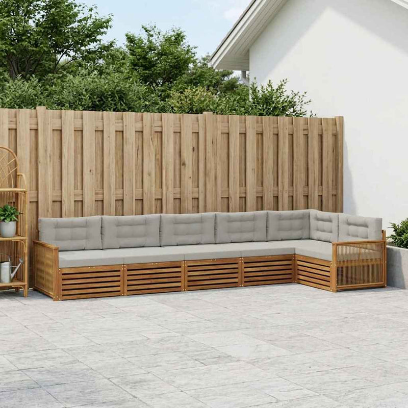 Set de canapele de exterior 6 buc. Natural și gri deschis