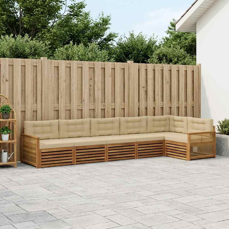 Set de canapele de exterior 6 buc. Natural și Bej