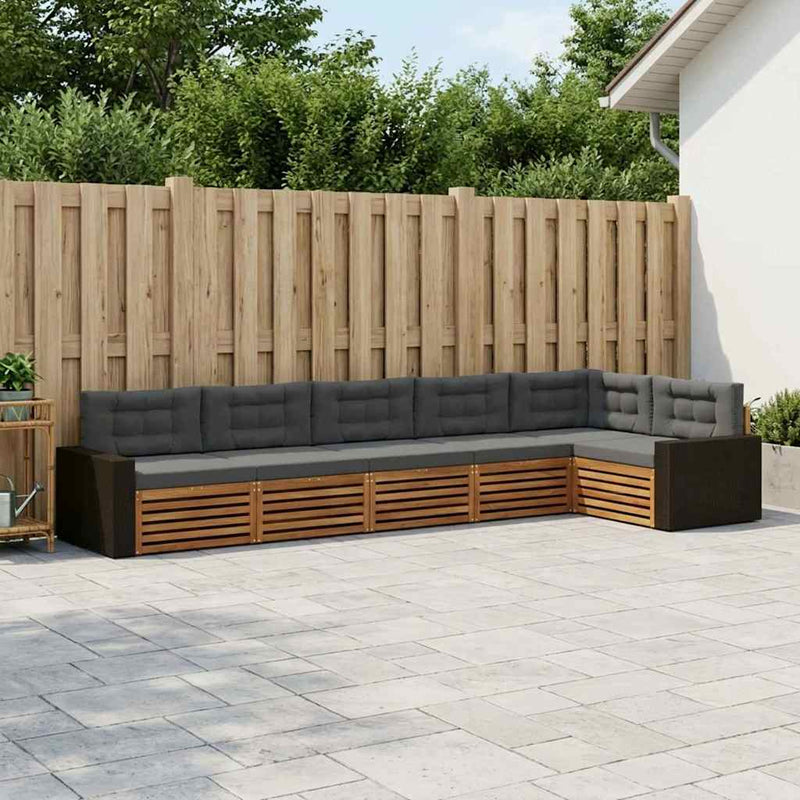 Set de canapele de exterior 6 buc. Natural și Antracit