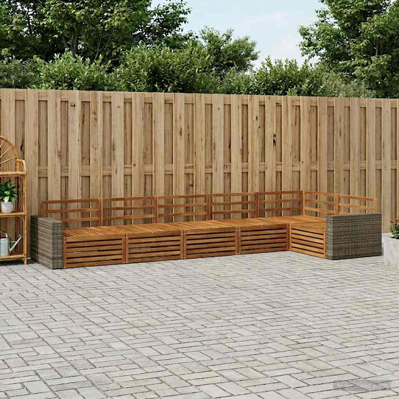 Set de canapele de exterior 6 buc. natural Lemn Solid de Acacia