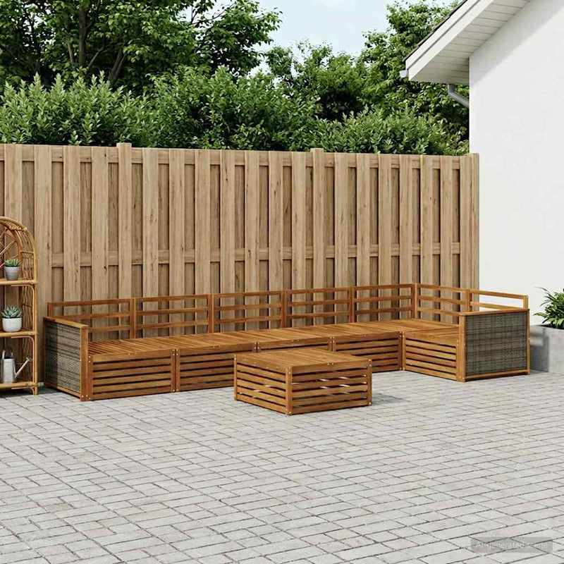 Set de canapele de exterior 7 buc. natural Lemn Solid de Acacia