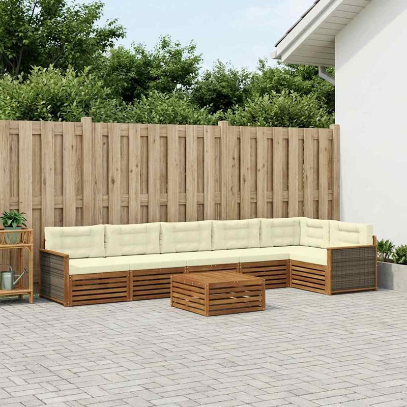 Set de canapele de exterior 7 buc. Natural și Crem