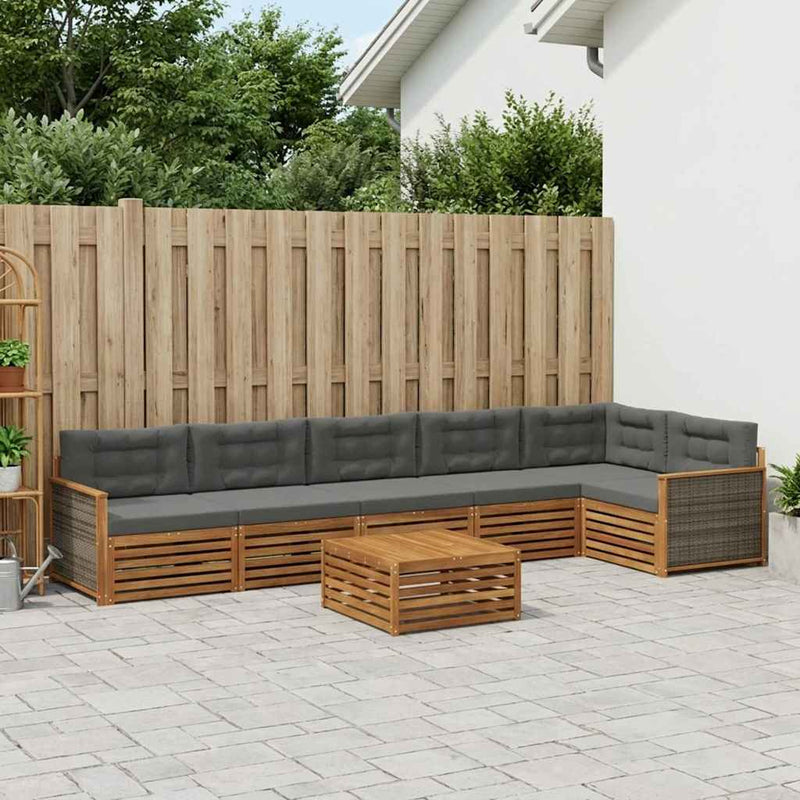 Set de canapele de exterior 7 buc. Natural și Antracit