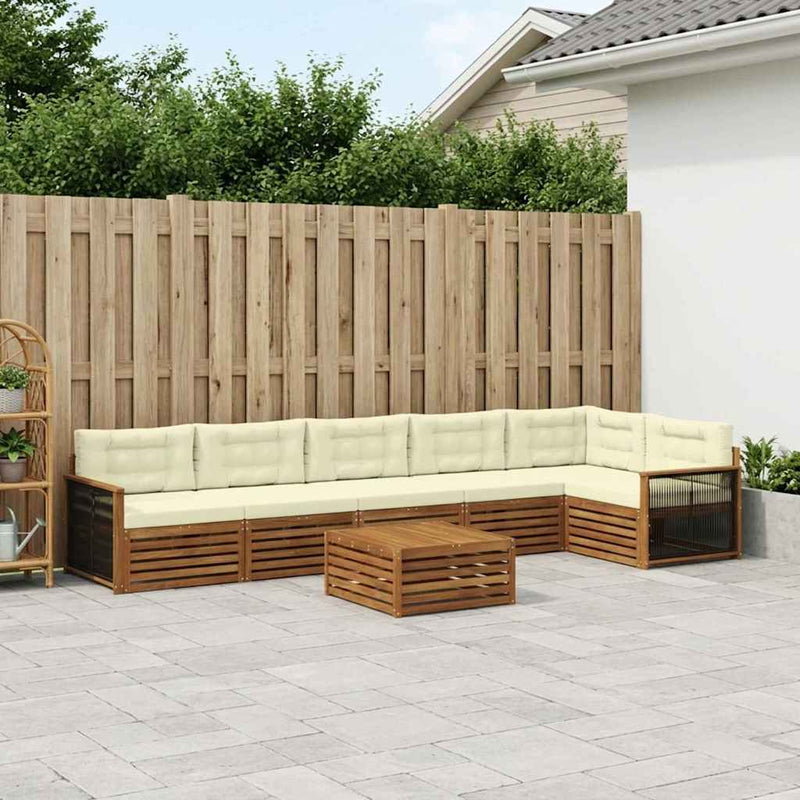Set de canapele de exterior 7 buc. Natural și Crem