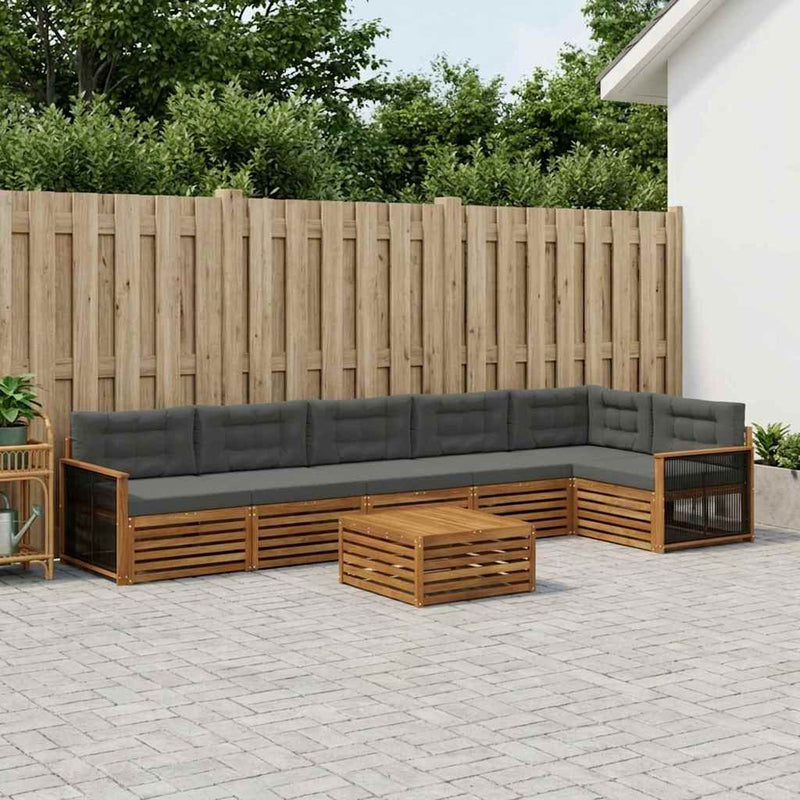 Set de canapele de exterior 7 buc. Natural și Antracit