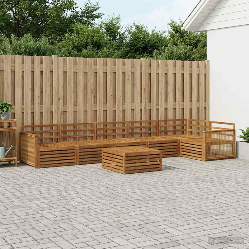 Set de canapele de exterior 7 buc. natural Lemn Solid de Acacia