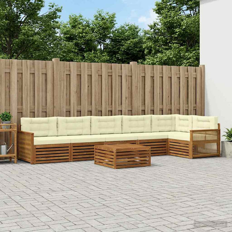 Set de canapele de exterior 7 buc. Natural și Crem