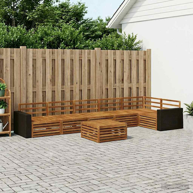 Set de canapele de exterior 7 buc. natural Lemn Solid de Acacia