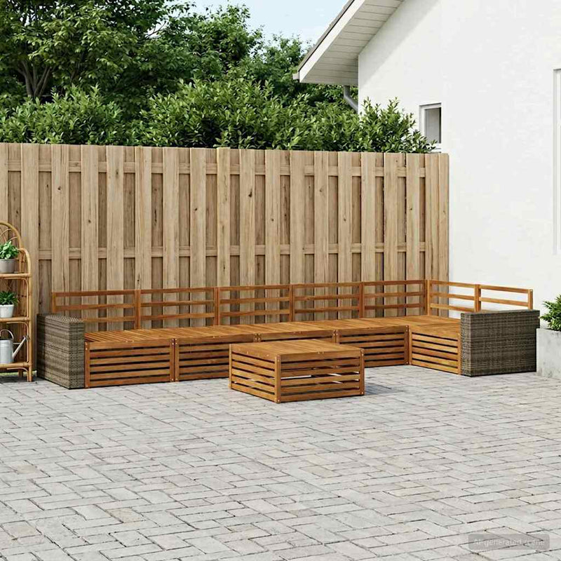 Set de canapele de exterior 7 buc. natural Lemn Solid de Acacia