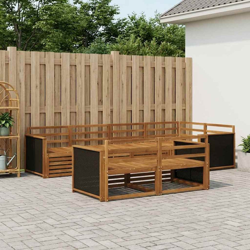 Set de canapele de exterior 7 buc. natural