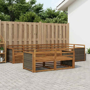 Set de canapele de exterior 7 buc. natural